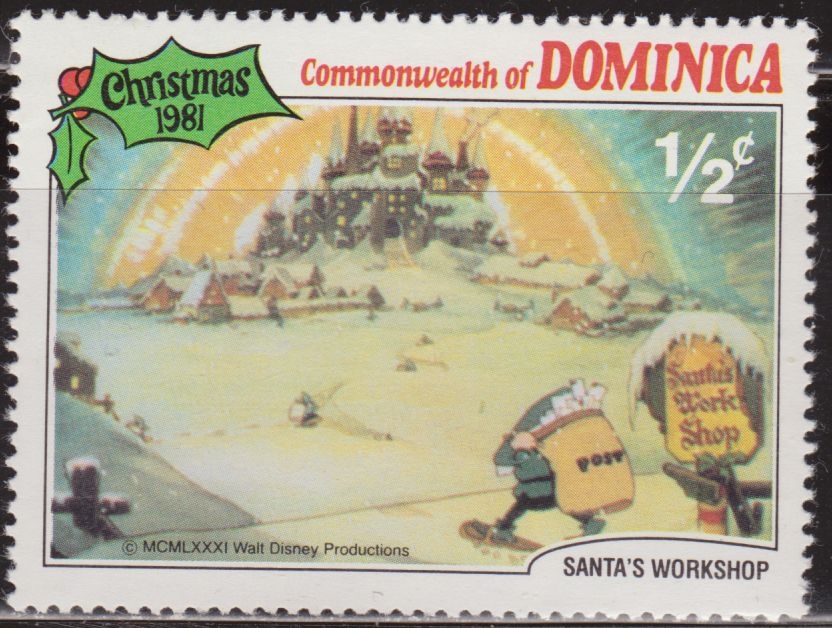 z vendido Dominica 1981 Scott 706 Sello ** Walt Disney Nöel Navidad Christmas Santa's Workshop 1/2